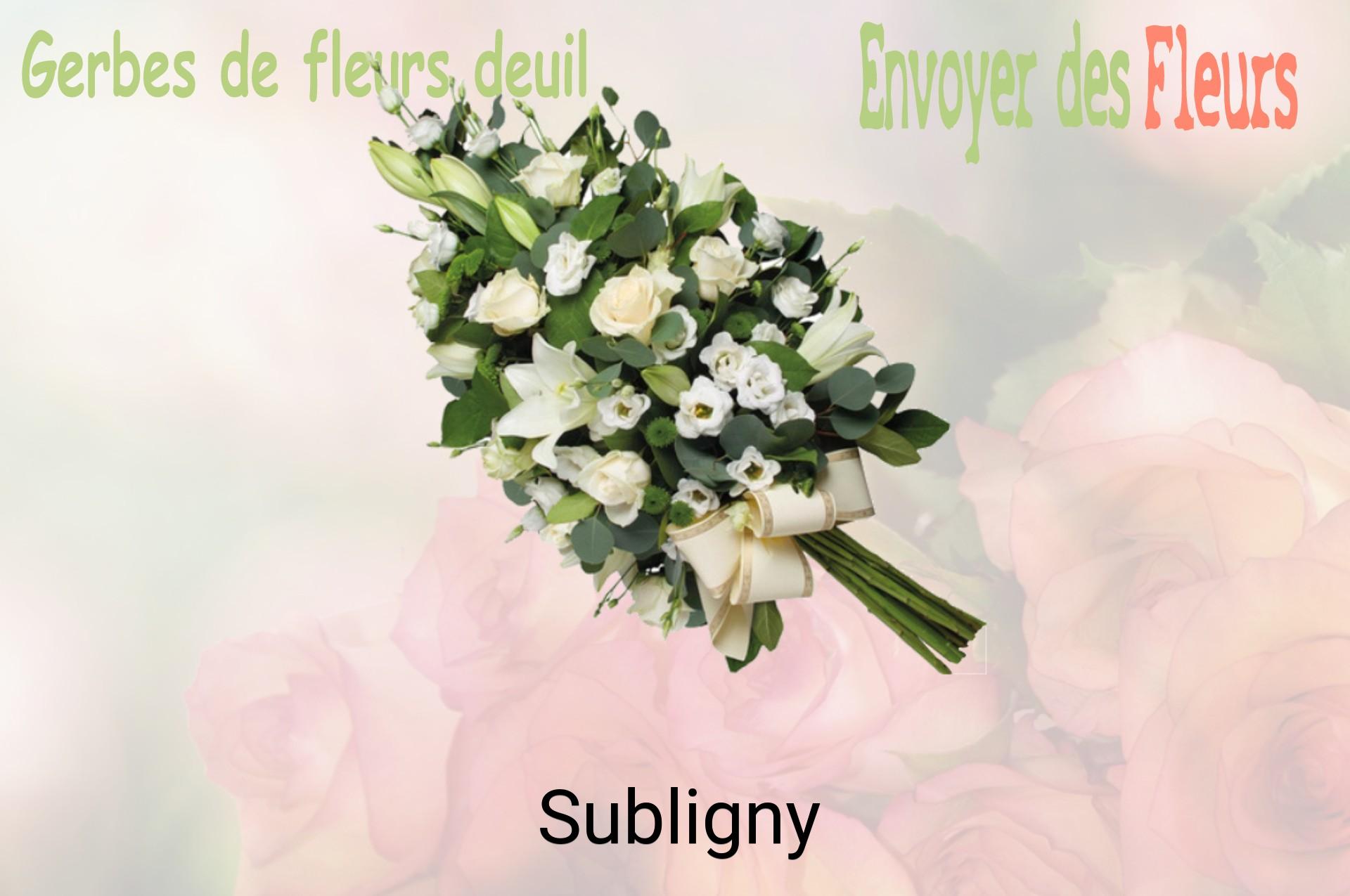 Gerbe de fleurs de deuil livrée à Subligny